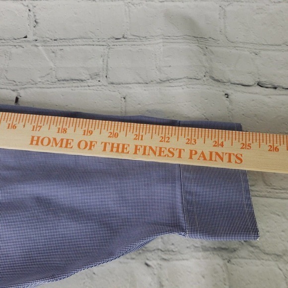 Brooks Brothers Button Up Shirt Mens 17.5 4/5 Long Sleeve Blue Check Cotton - Picture 12 of 13